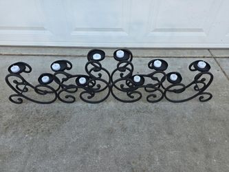 Black Wrought Iron Scroll Candelabra with LED Tea Lights