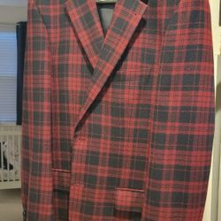 Paul Fredrick 42L Wool Tartan Holiday Blazer Red/Black - $80 OBO w/ Bag