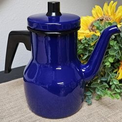 Vintage Kockums Sweden Cobalt Blue Enamel Teapot/Coffee Pot