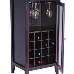 16 bottle Wine Bottle and Glass Holder Closed Cabinet