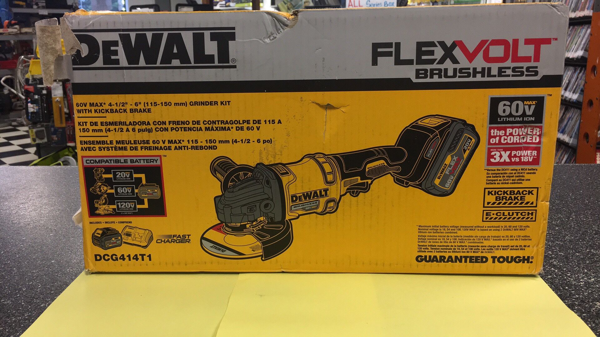 DEWALT DCG414T1 60V MAX 1 Battery FLEXVOLT Grinder Combo Kit - NEW