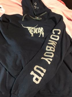 Texas Cowboy Up Sweatshirt Pull Over With Hoodie Size Adult Large