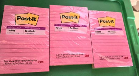 Post-it Super Sticky Lined Notes 4x6 Pink 3-Pack – NEW