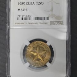 1 PESO STAR 1989 CUBA MS 65