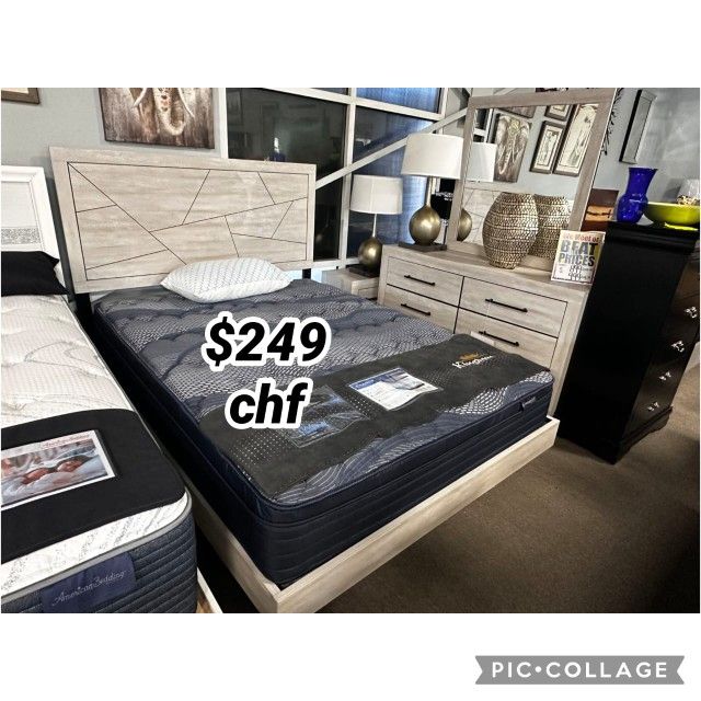 Light Gray Contemporary Queen Size Platform Bed Frame