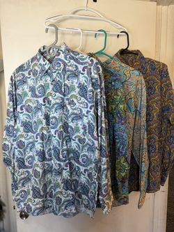 Vintage Paisley Button Up Shirt Bundle Lot (4) Alan Flusser Style Colorful Statement Shirts 