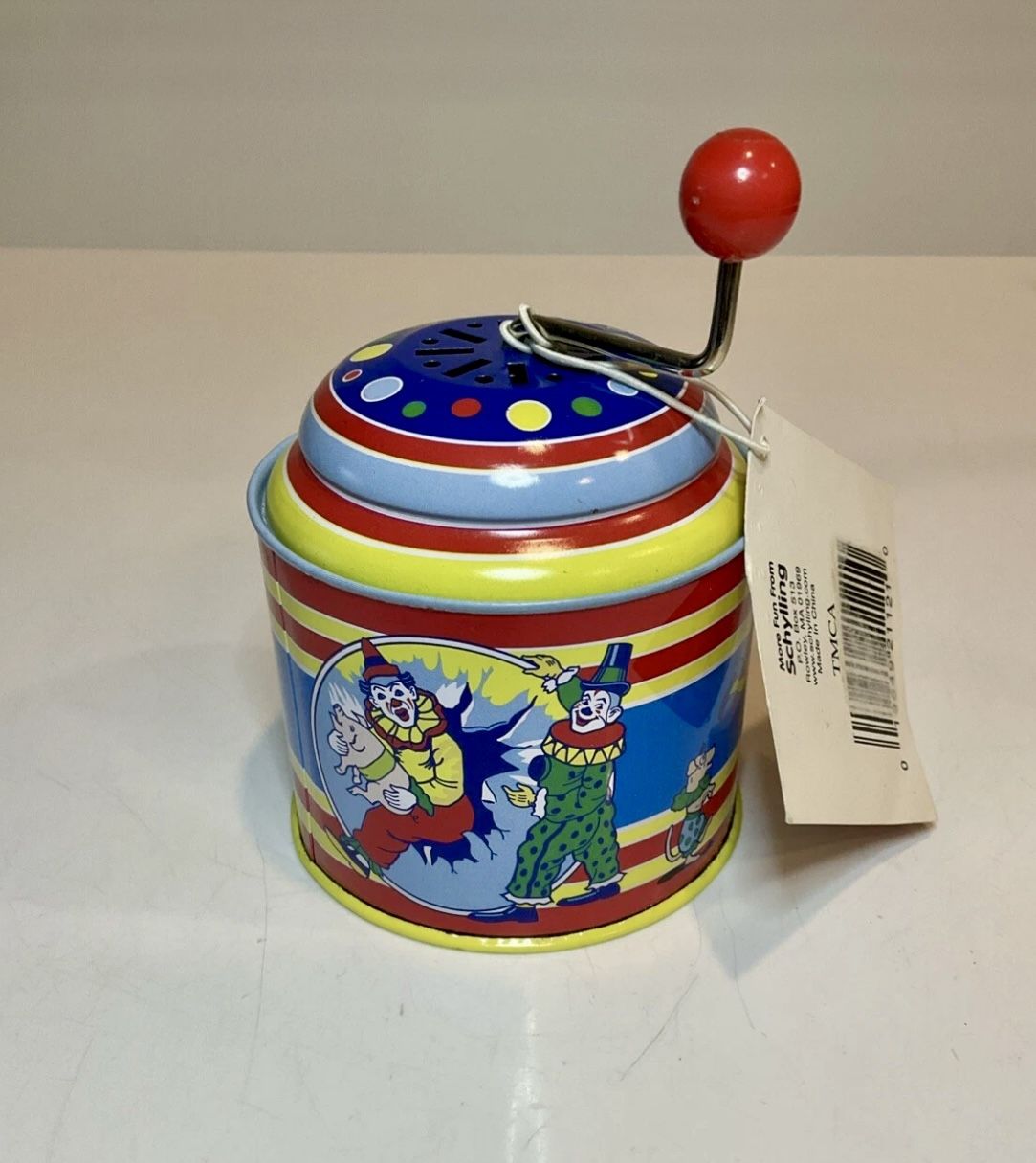 Lovely Schylling Wind Up Colorful Clown Tin Music Box (2007) Works