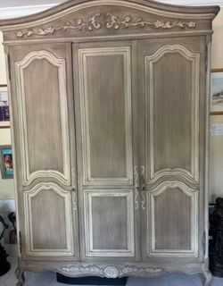 Antique French style armoire display cabinet