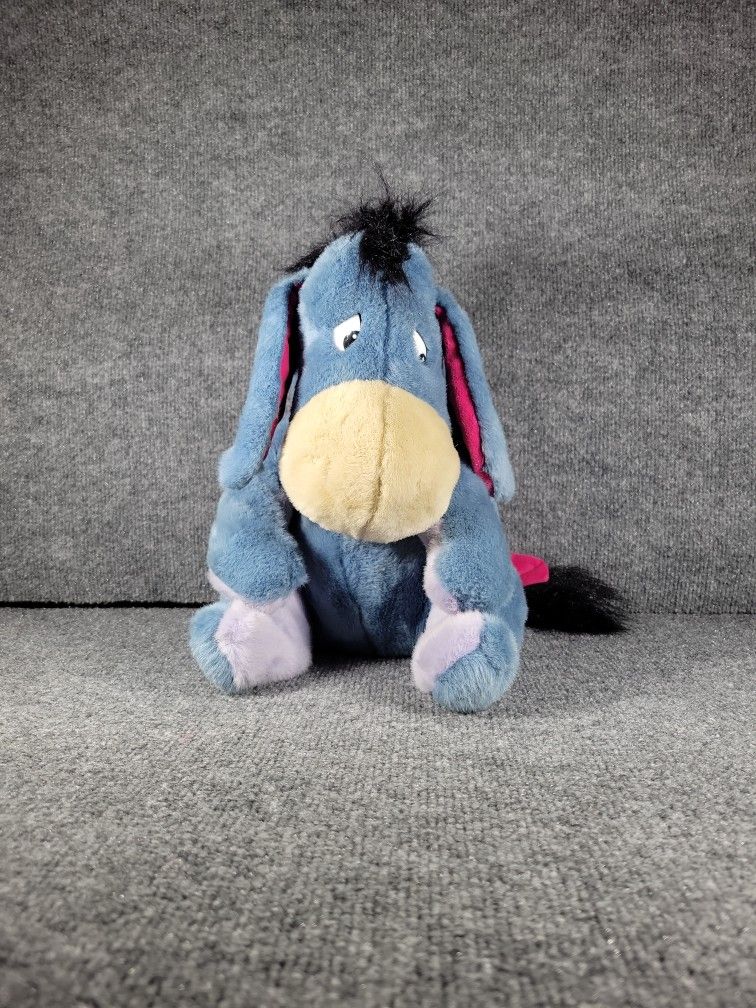 Eeyore Plush Disney Toy Winnie The Pooh 12" Blue Detachable Tail SUPER CUTE!