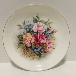 Vintage Royal Kent Small Bone China Floral Cabinet Plate Signed A.M.Turner 
