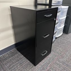 3-Drawer Vertical File Cabinet with Pencil Drawer – Black Steel, Lockable & Compact 🗄️
