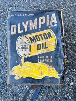 Very rare Olympia 2 gal motor oil can