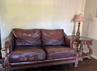 Beautiful brown leather loveseat