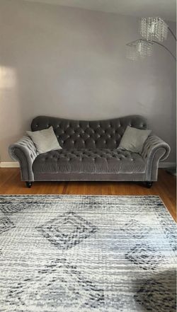 Gray Velvet Chesterfield Tufted Sofa