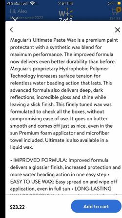 Meguiar's Ultimate Paste Wax, Long-Lasting, Easy to Use Synthetic Wax -  G210608, 8 Oz