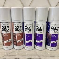 Fun L'Oréal Colorista Sprays. These are 1-day hair colors for hints & highlights. Rose #ROSEGOLD02 OR Purple #PURPLE200. NEW