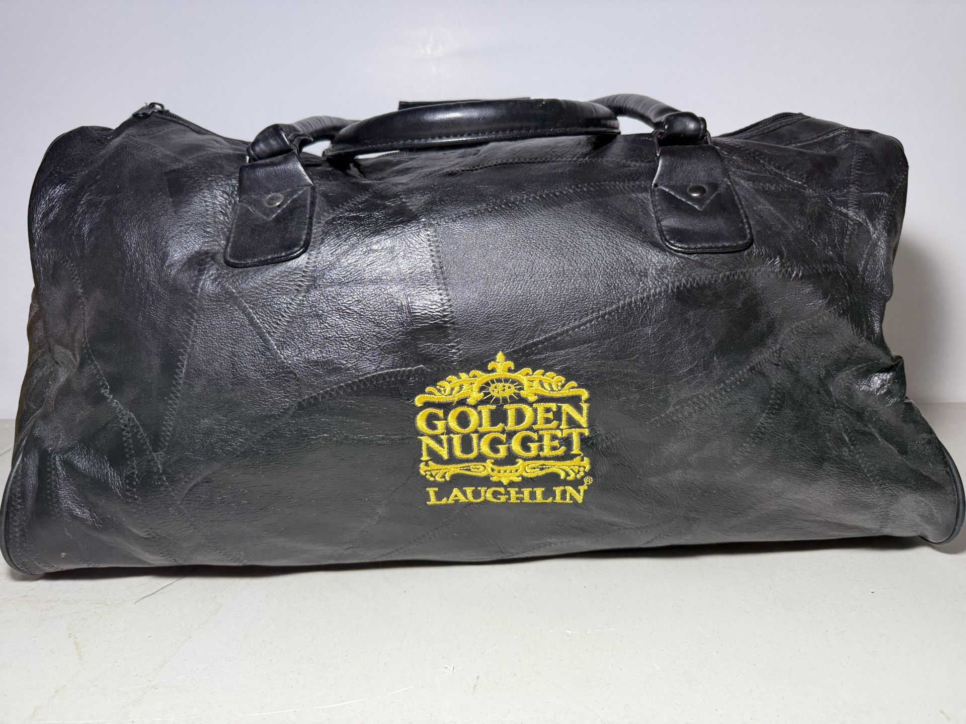 Golden Nugget Casino Black Leather Duffle Player Bag Luggage Carry On