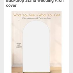 Minetome 7.2 Ft Gold Wedding Arch And Cloth Backdrop