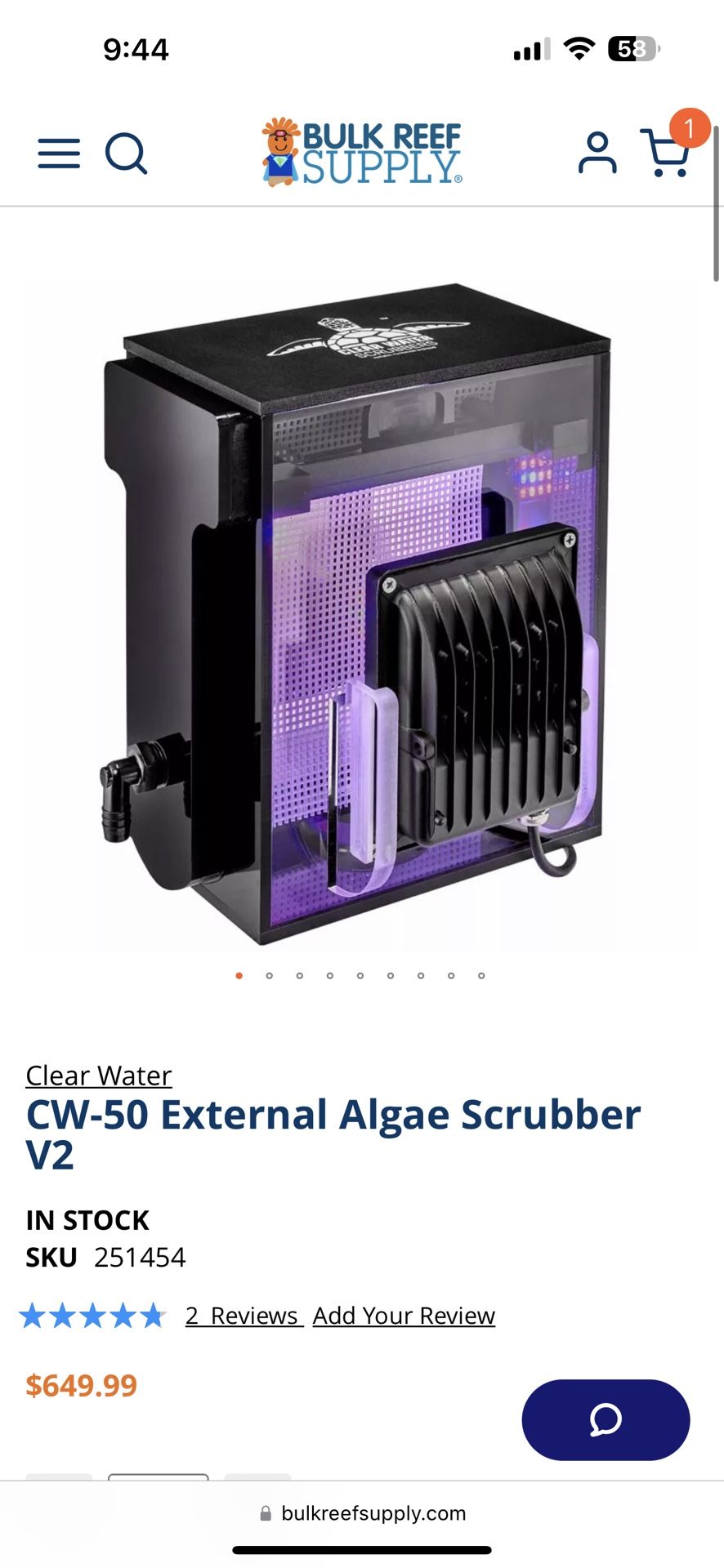 Clear Water CW-50 External Algae Scrubber V2 Reef Tank