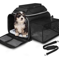 (121212-2) Petskd Top and Side Expandable Pet Carrier 18x11x11 Inches Delta United Airline Approved, Soft-Sided Carrier for Small Cats and Dogs with L