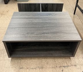 36" Square Shade Coffee Table W/ Open Storage and Pull Out Drawer - Distressed Gray
