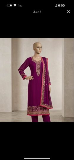 Purple Embroidered Salwar Kameez Set with Dupatta