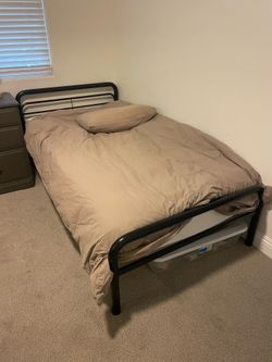 Twin bed frame and mattress