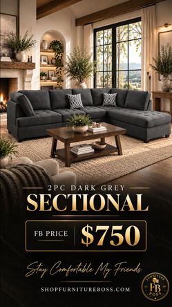 2pc Grey Sectional Sofa