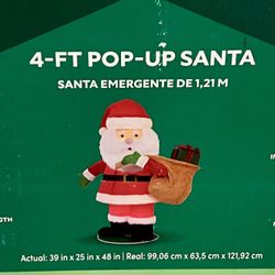 🎄🎅🏻😁New In box!!! Adorable 4 FT “Light Up” Santa Decoration!🎄🎅🏻