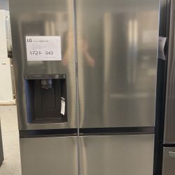 27 cu. ft. Side by Side Refrigerator with External Ice and Water Dispenser in Platinum Silver