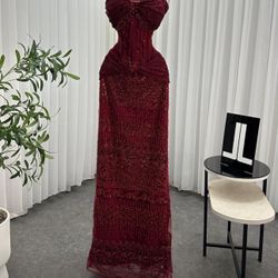 Burgundy, Lace Corset Dress