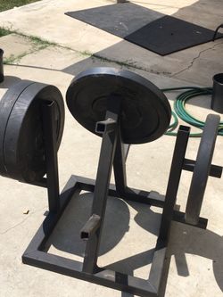 Olympic Bumper plates set with bar and weight stand