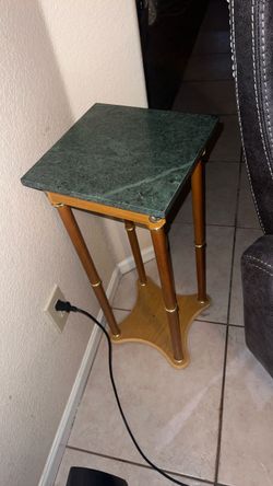 Green Marble Top Plant Stand Pedestal Table