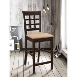 2, 24 in. Cappuccino and Tan Wheat Back Bar Stools with Fabric Seat