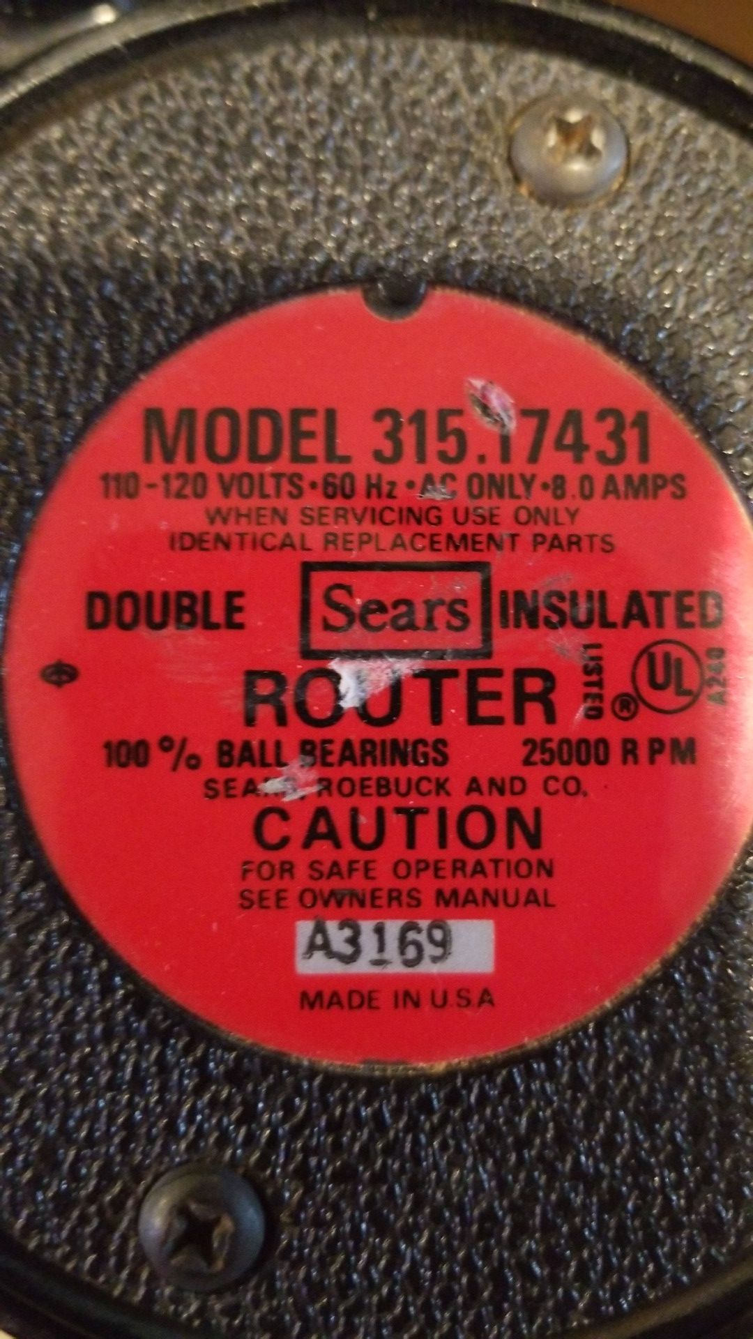 Sears Craftsman Router 315.174 Manual