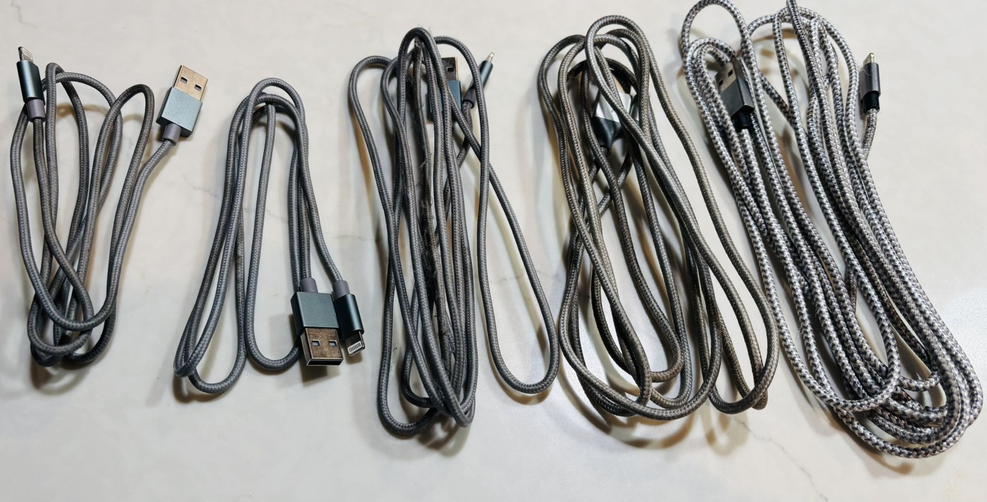 5 Gray iPhone USB Charger Cords Cables