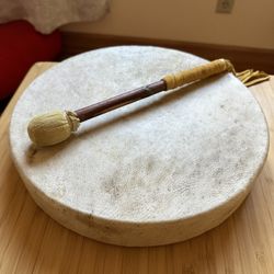 Native American Made Bear Drum 12” With Stick Ceremonial