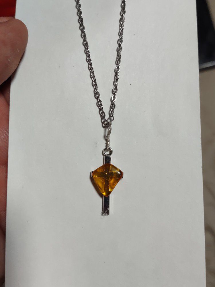 amber shield cross necklace 