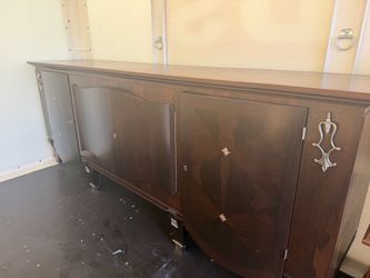 Large Dark Wood Sideboard Buffet Cabinet
