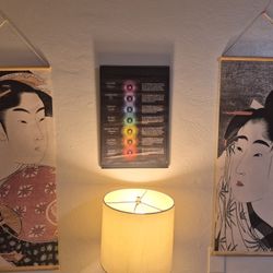 2 Geisha Art Scrolls And 7 Chakras Framed 