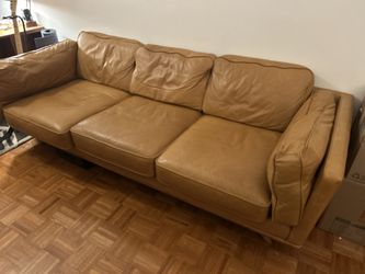 90" Leather Sofa from Article -  Tan