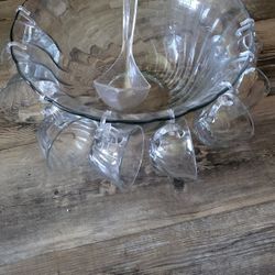 Punch Bowl With Glasses Cups $28.00