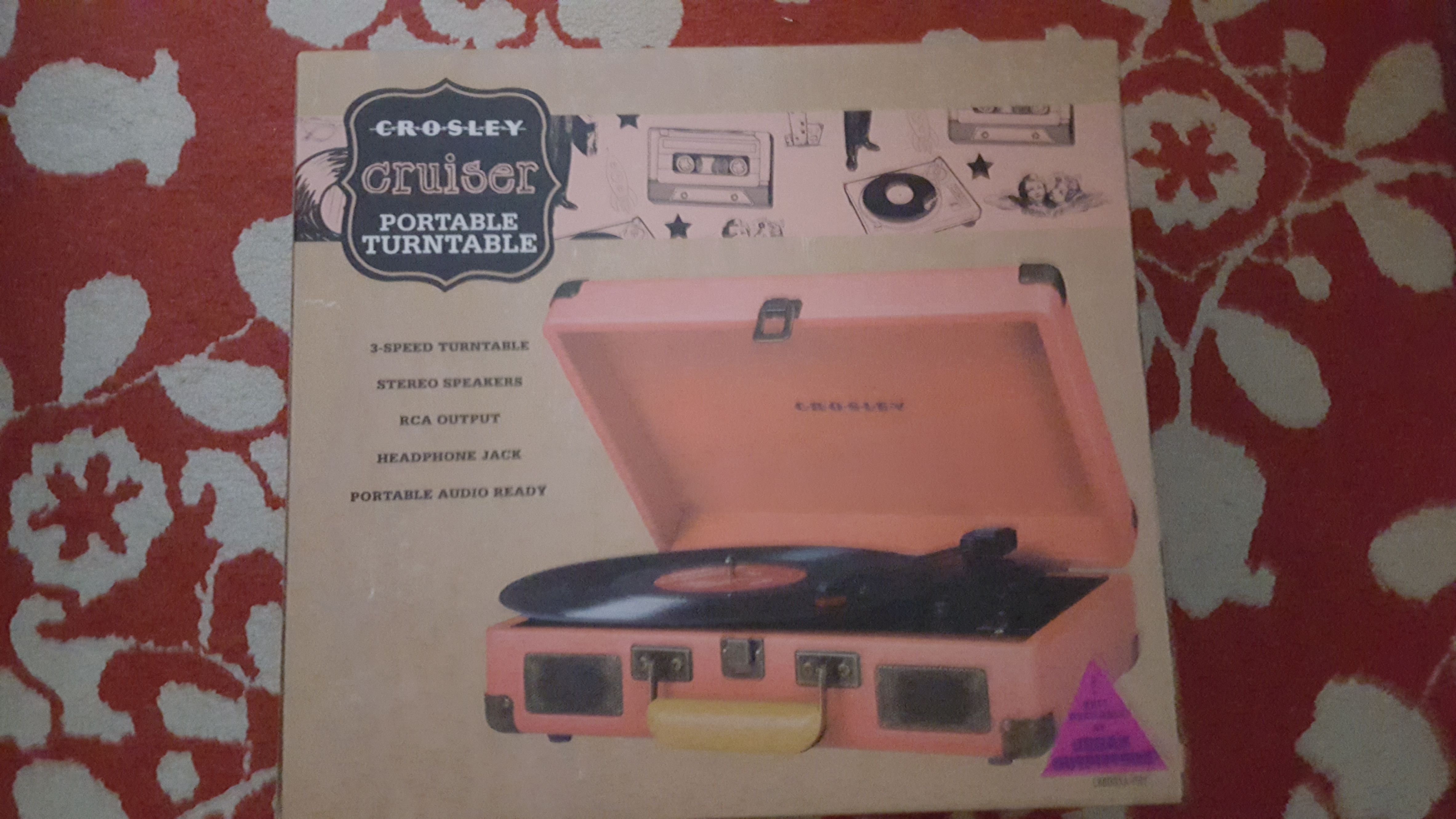 Crosley Portable Record Player Turntable--Peach