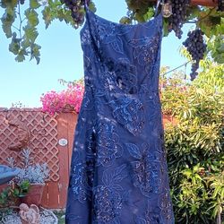 ! SALE ! Royal Blue Floral Dress With Sequince $100
