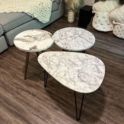 Three Marble Side Tables