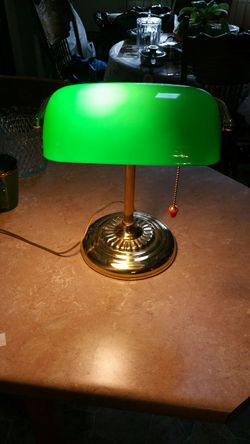 Desk or piano lamp with glass shade