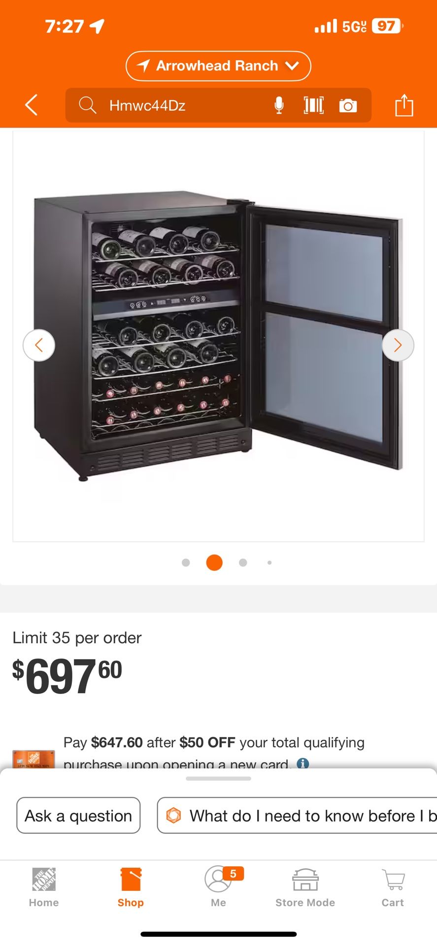 Magic Chef 44 Bottle Dual Zone Wine Cooler in Stainless Steel