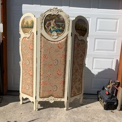 French rococo style three panel dressing screen