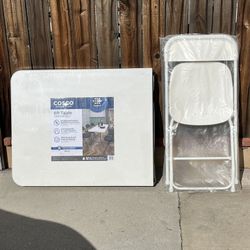 NEW 6ft. Folding table with 2 NEW Folding Chairs