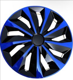 15" Blue & Black Turbine Spoke Hubcap Wheel Covers - Set of 4 - Open Box